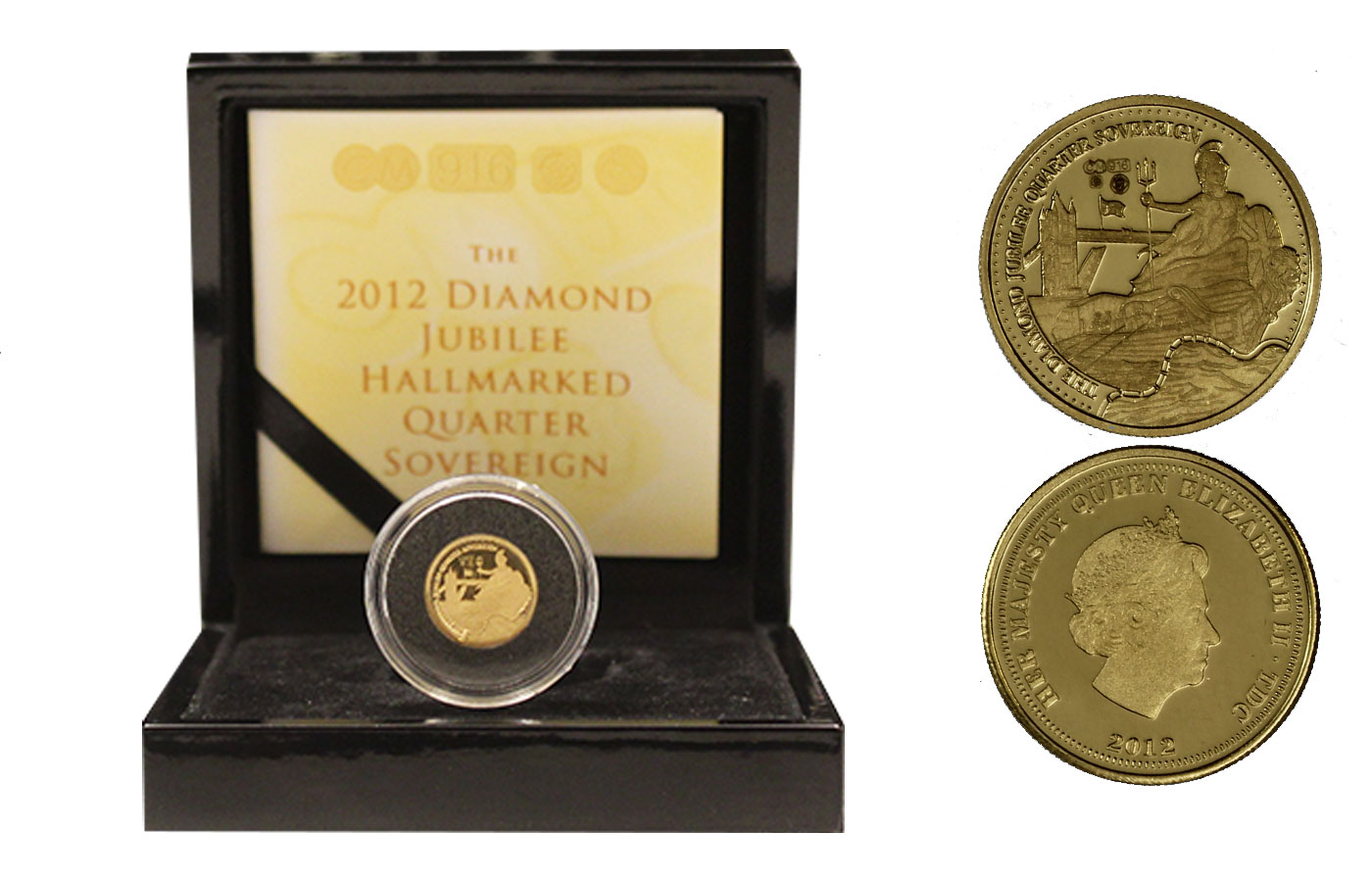 "Giubileo di diamante" - Regina Elisabetta II - 1/4 Sterlina gr. 1,99 in oro 917/ - In conf. originale