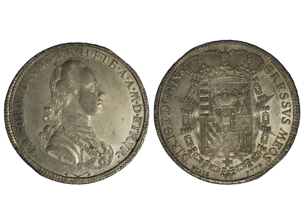 Granduca Pietro Leopoldo I di Lorena - Scudo da10 paoli o Francescone gr. 27,29 in arg.