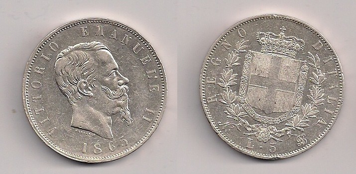 5 lire in argento zecca di Napoli