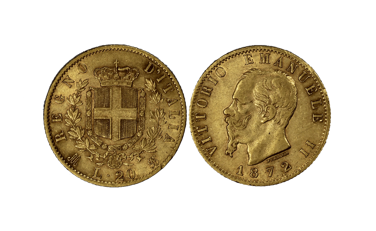 Re Vittorio Emanuele II - 20 Lire  gr. 6,45 in oro 900/