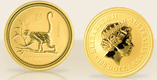 Calendario Cinese -  Anno della Scimmia - 100 dollari gr. 31,103 oro 999/000