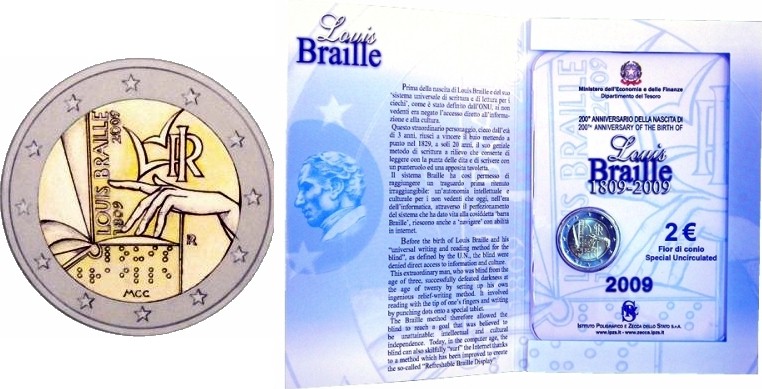 Braille - 2 Euro in confezione ufficiale