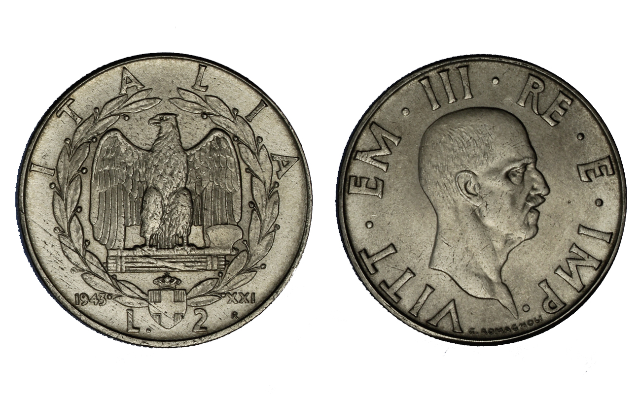 2 lire Impero (anno XXI) magnetica - zecca di Roma