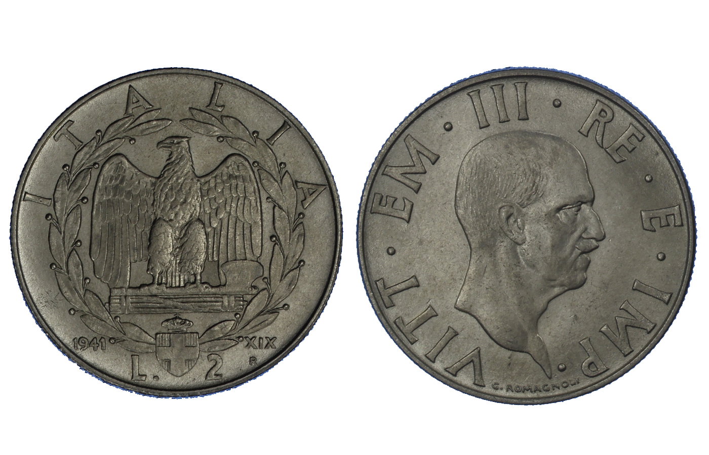 2 lire Impero (anno XIX) magnetica - zecca di Roma