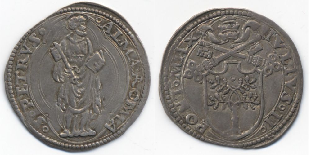 Papa Giulio II - mezzo giulio in argento