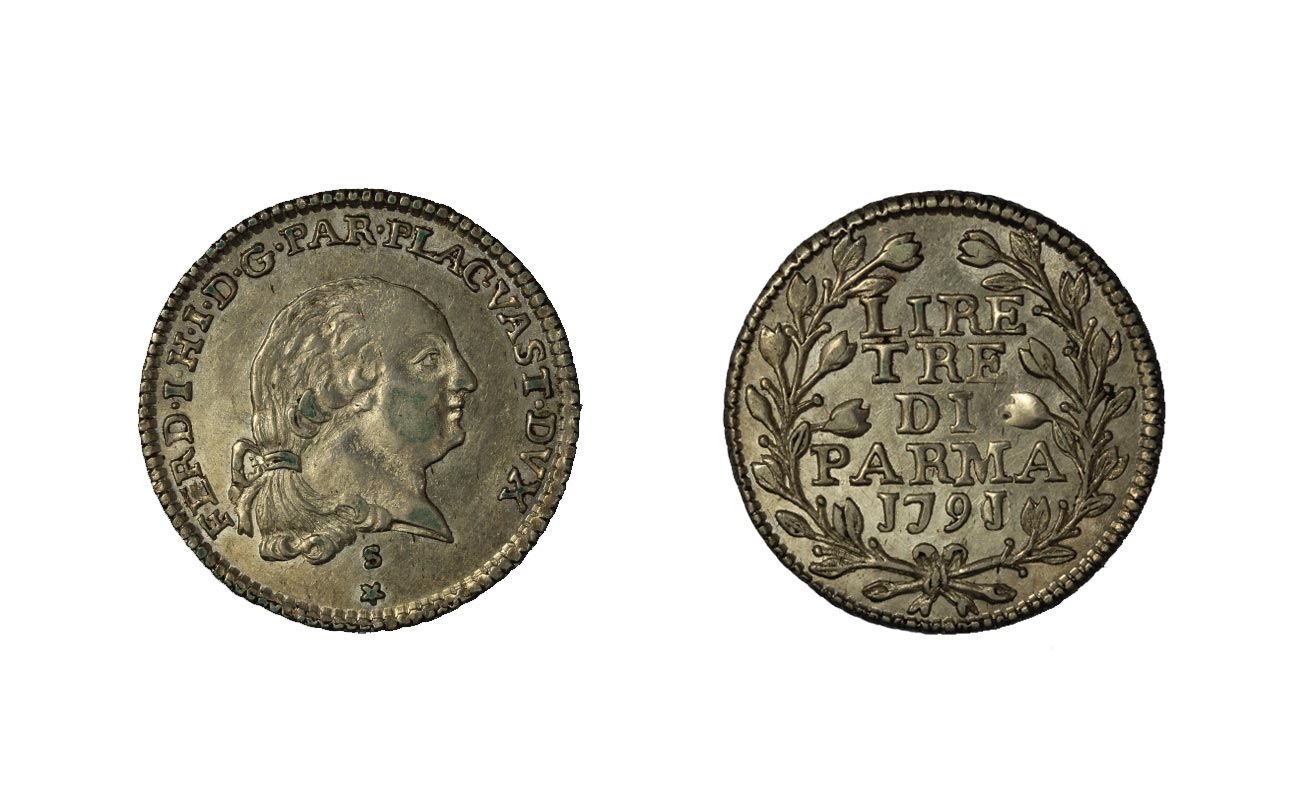 Ferdinando di Borbone - 3 lire in argento - Cifra 1 su 0