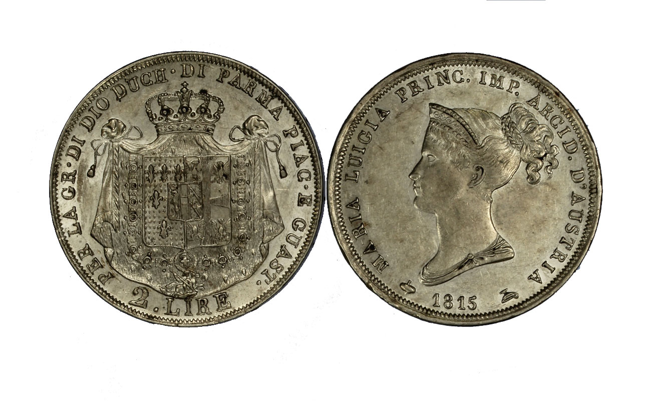 Duchessa Maria Luigia - 2 Lire gr. 10,00 in arg. 900/