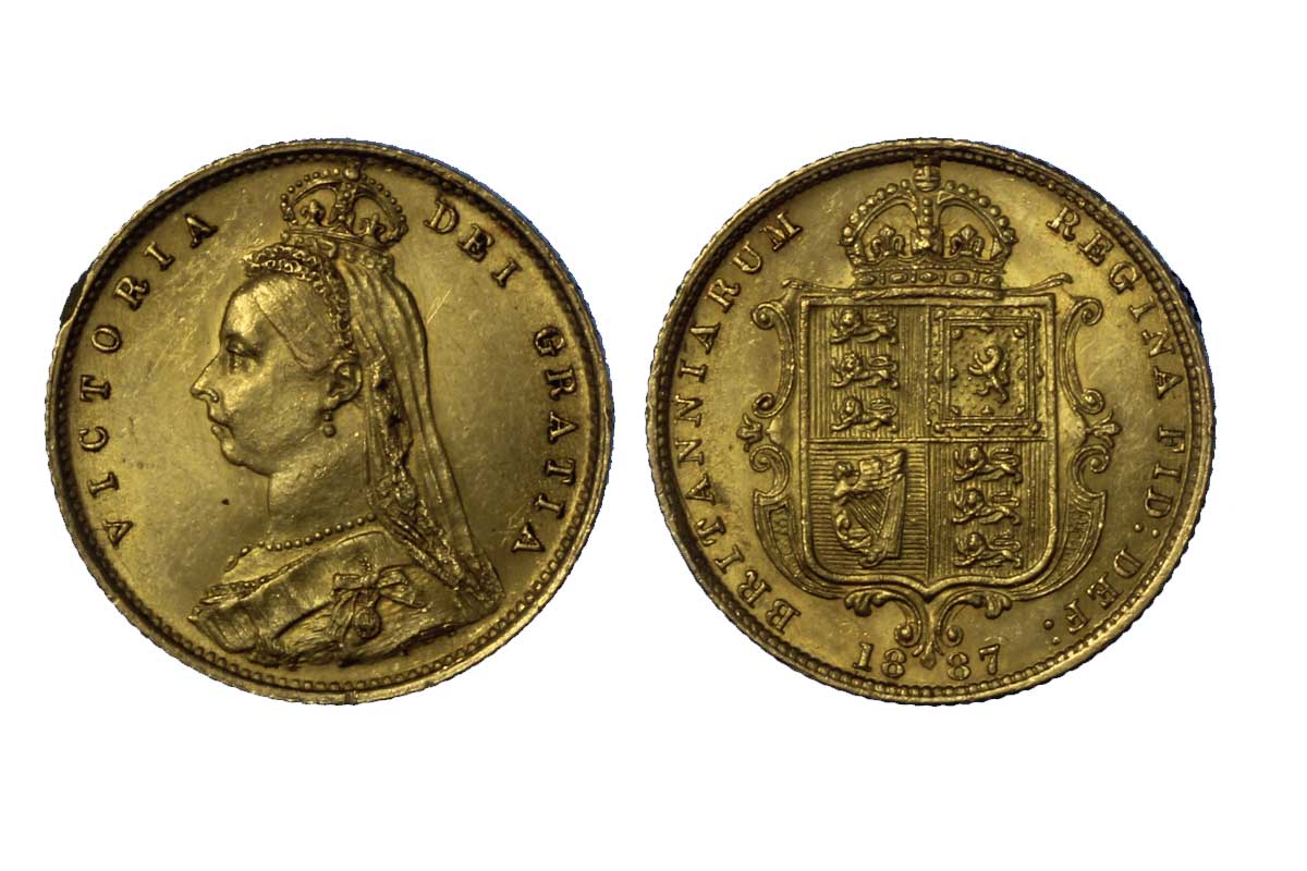 Mezza Sterlina Stemmata in oro gr. 3,99 oro 917/000 - piccolo colpo al bordo