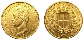 "Carlo Alberto" - 20 lire gr. 6,45 in oro 900/°°°