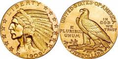 "Indiano" - 5 Dollari gr. 8,36  in oro 900/
