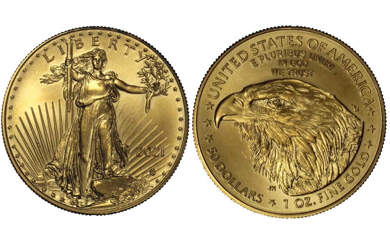 "American Eagle" - 50 dollari gr. 33,931 in oro 917/°°° - NUOVO DISEGNO