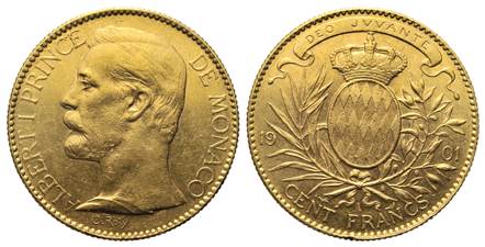 Albert I - 100 franchi gr. 32,26 in oro 900/000