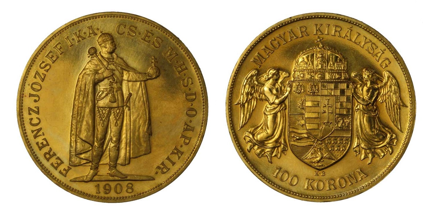 Imperatore in Piedi con mantello dell'Incoronazione - 100 Corone gr. 33,875 in oro 900/000 