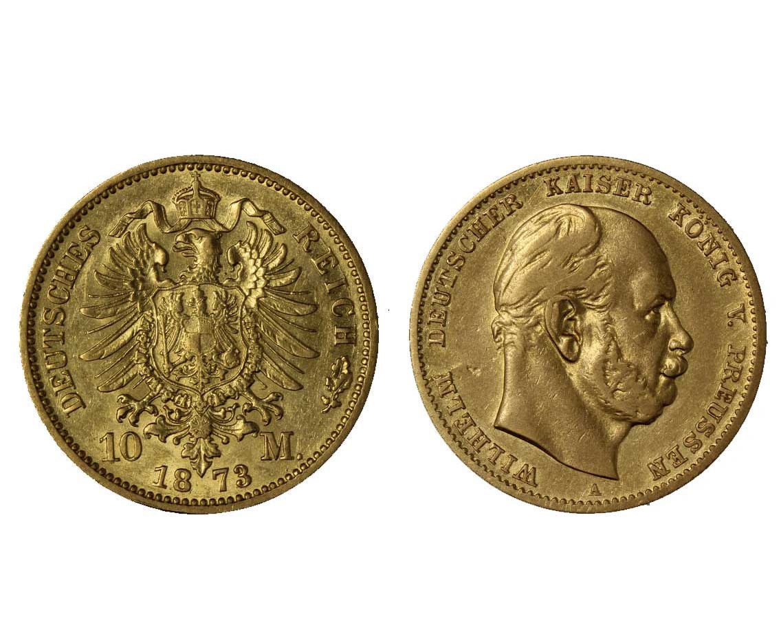 Guglielmo I - 10 marchi gr. 3,98 in oro 900/000