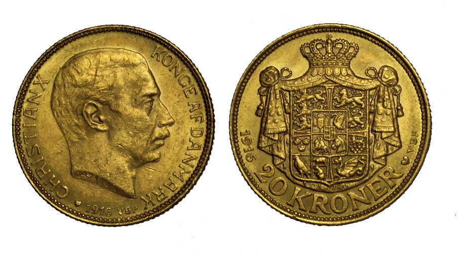 "Cristiano X" - 20 corone gr. 8,96  in oro 900/