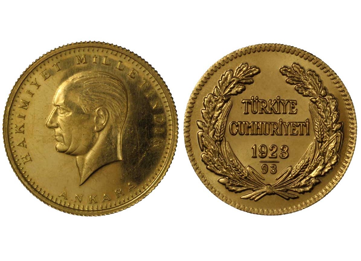 Kemal Ataturk - 500 piastre gr. 36,08 in oro 917/