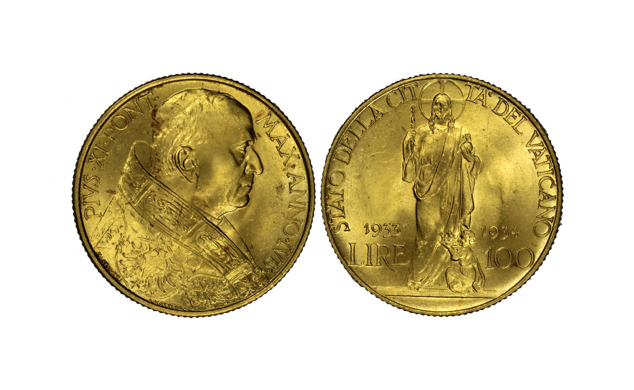 Papa Pio XI- "giubileo" - 100 lire gr.8,80 in oro 900/