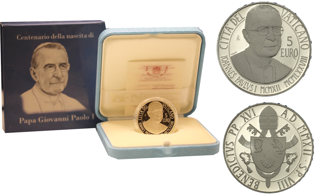 100 Anniv. della nascita di Papa Giovanni Paolo I - 5 Euro commemorativa in argento
