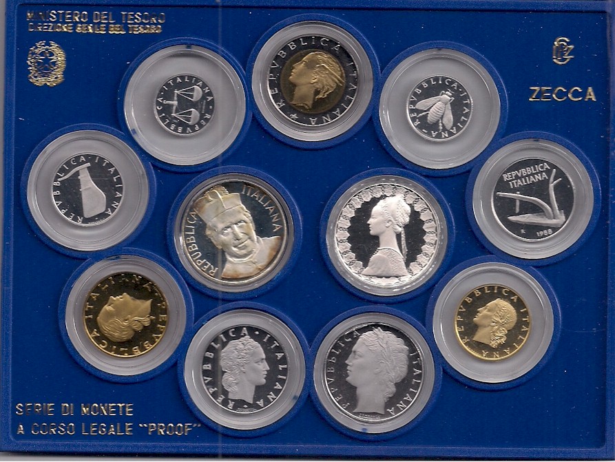 Serie completa di 11 monete confezionate con L.500 "Don Bosco" 