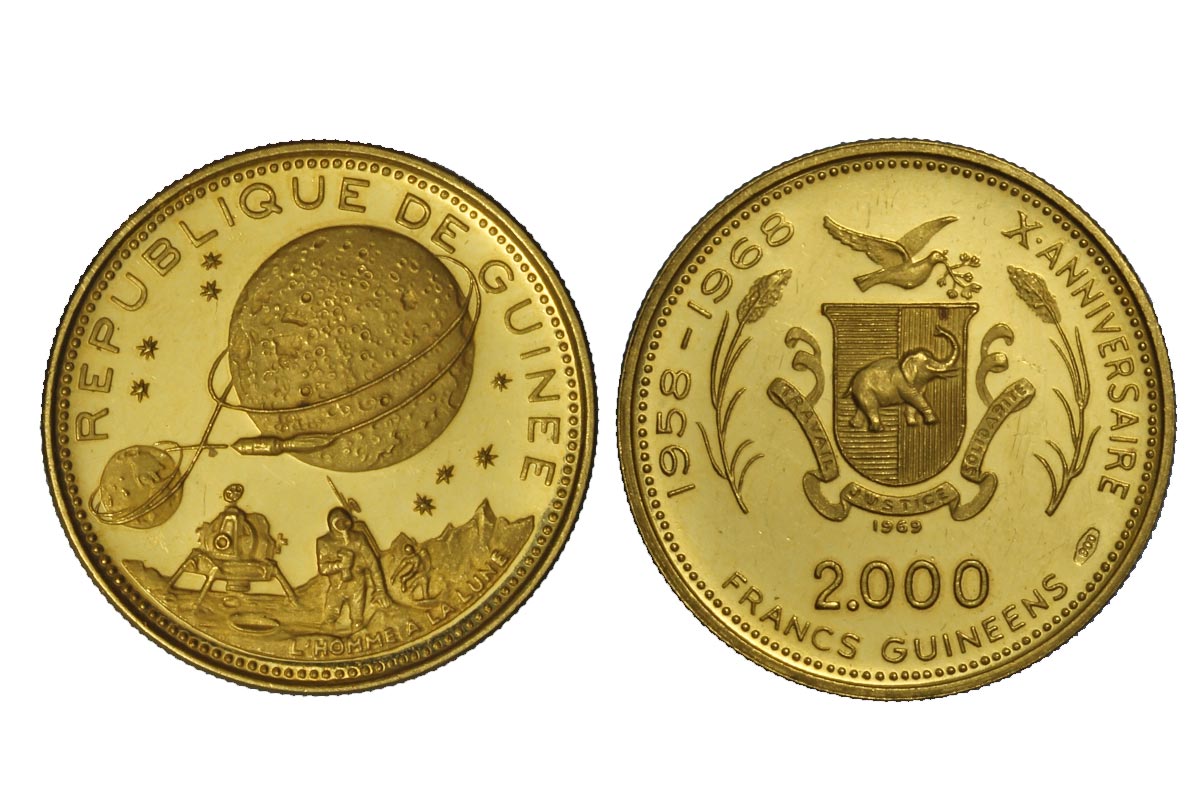 "X Anniversario d'Indipendenza" - 2000 franchi gr. 8,00 in oro 900/000 