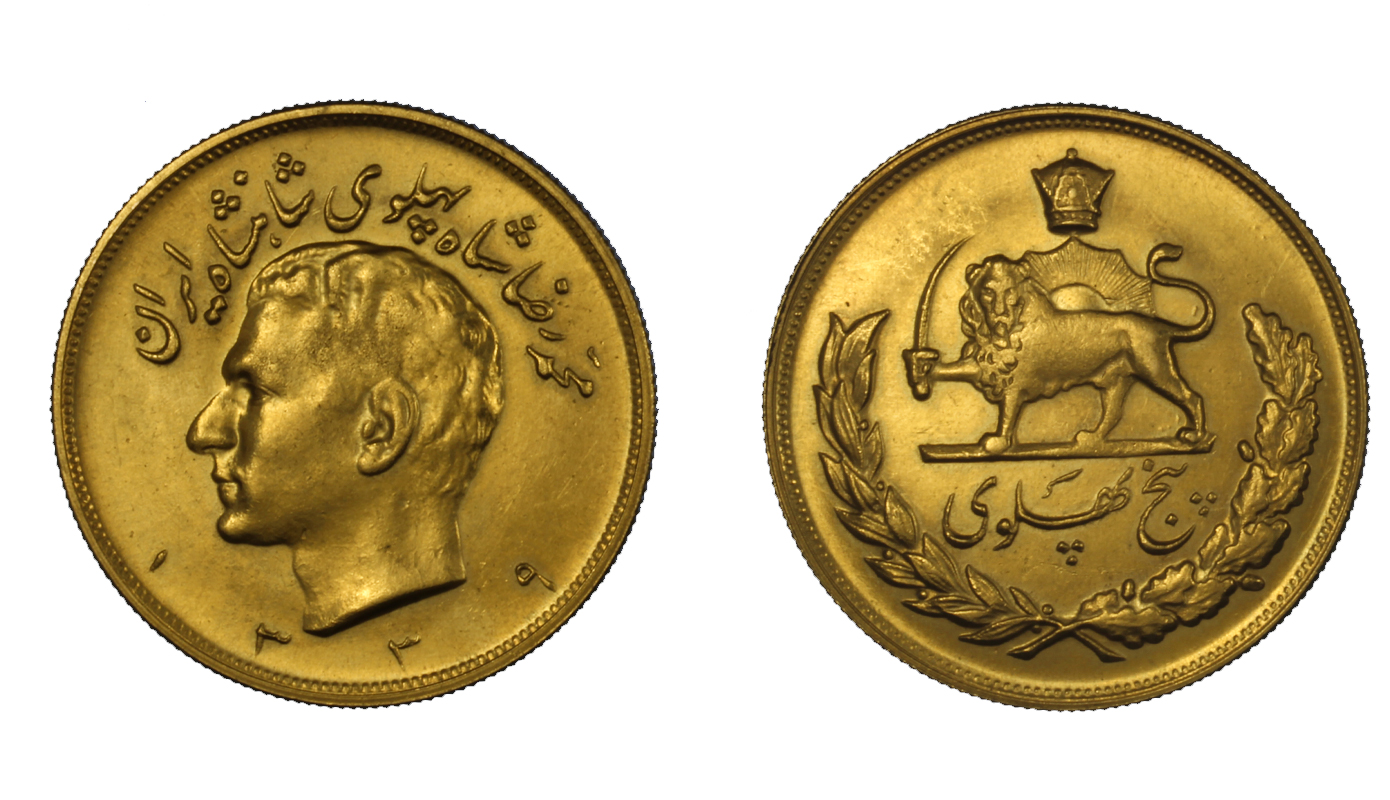 5 Pahlavi gr. 40,68 in oro 900/