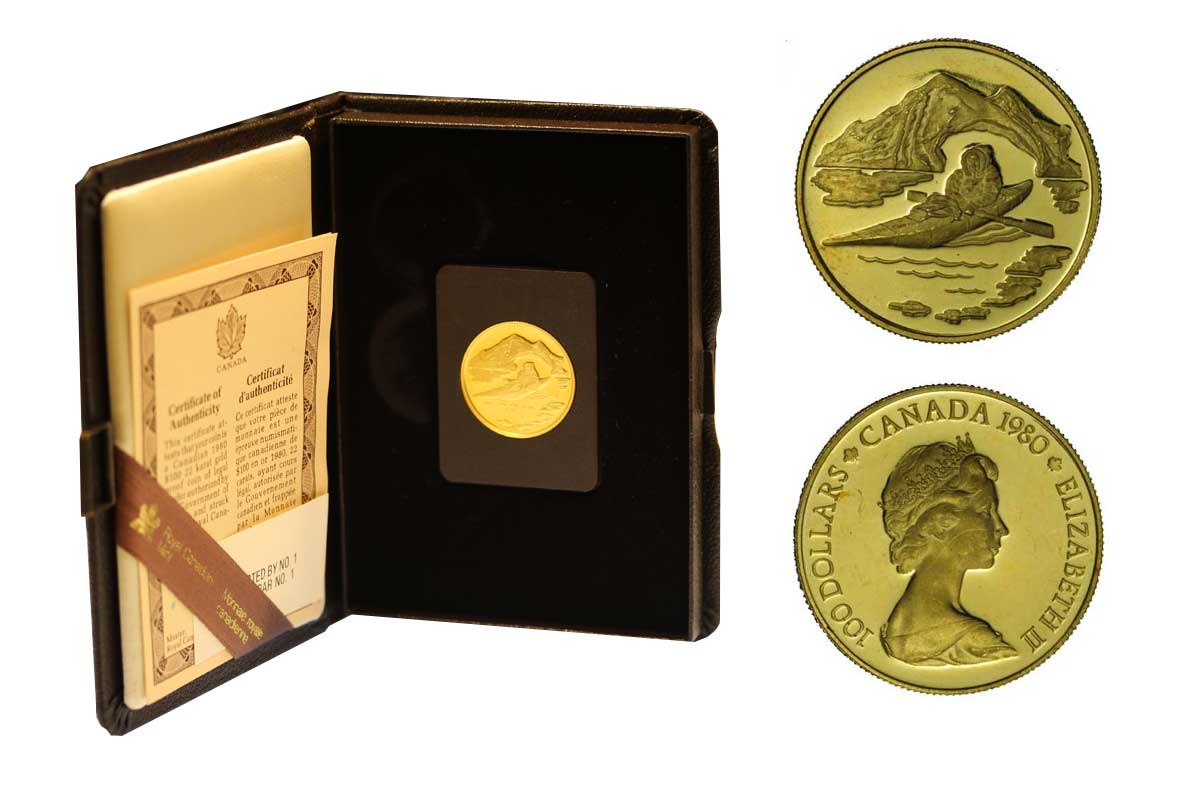 "Eschimese" - 100 dollari gr. 16,96 in oro 917/000- conf. originale
