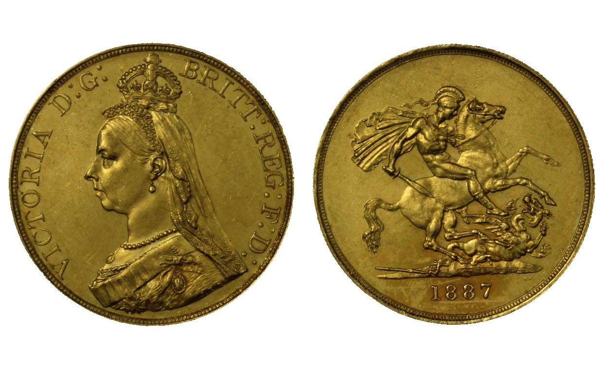 Regina Vittoria - 5 sterline gr.39,94 in oro 917/000