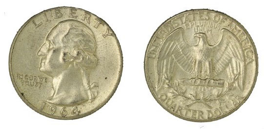 "Washington" - 1/4 dollaro gr. 6,25  in arg. 900/ - Lotto di 50 pezzi