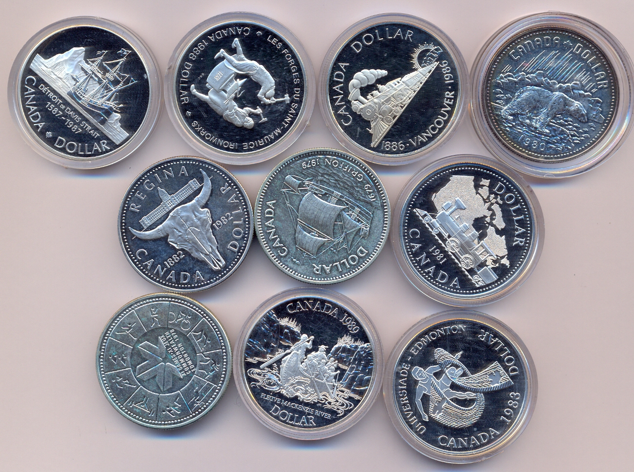 Dollaro gr. 23,33 in ag. 500/00 - Lotto di 10 monete commemorative 
