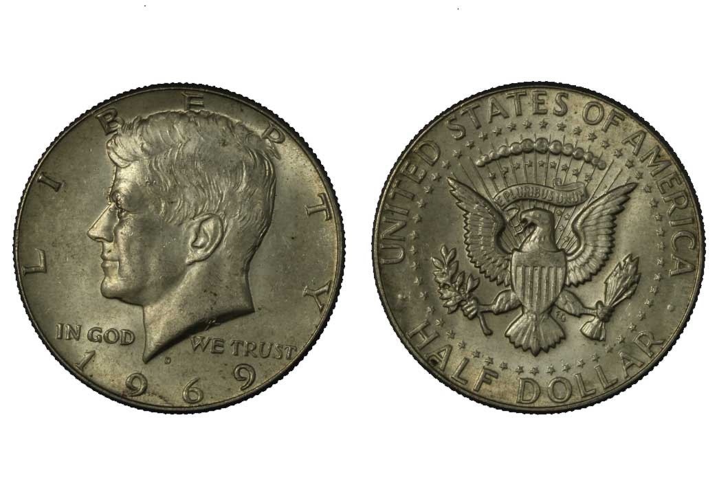 "Kennedy" - 1/2 dollaro gr. 11,45 in ag. 400/°°° - Lotto di 50 pezzi