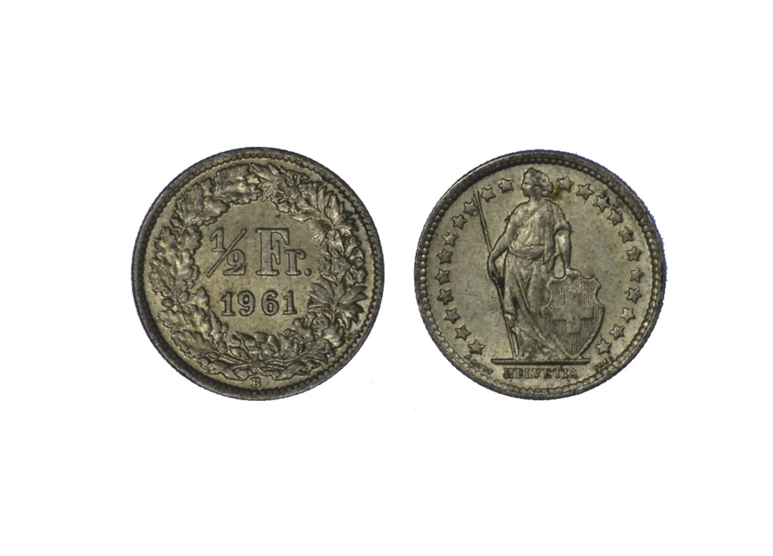1/2 franco gr. 2,50 in ag. 835/00 - Lotto di 50 pezzi