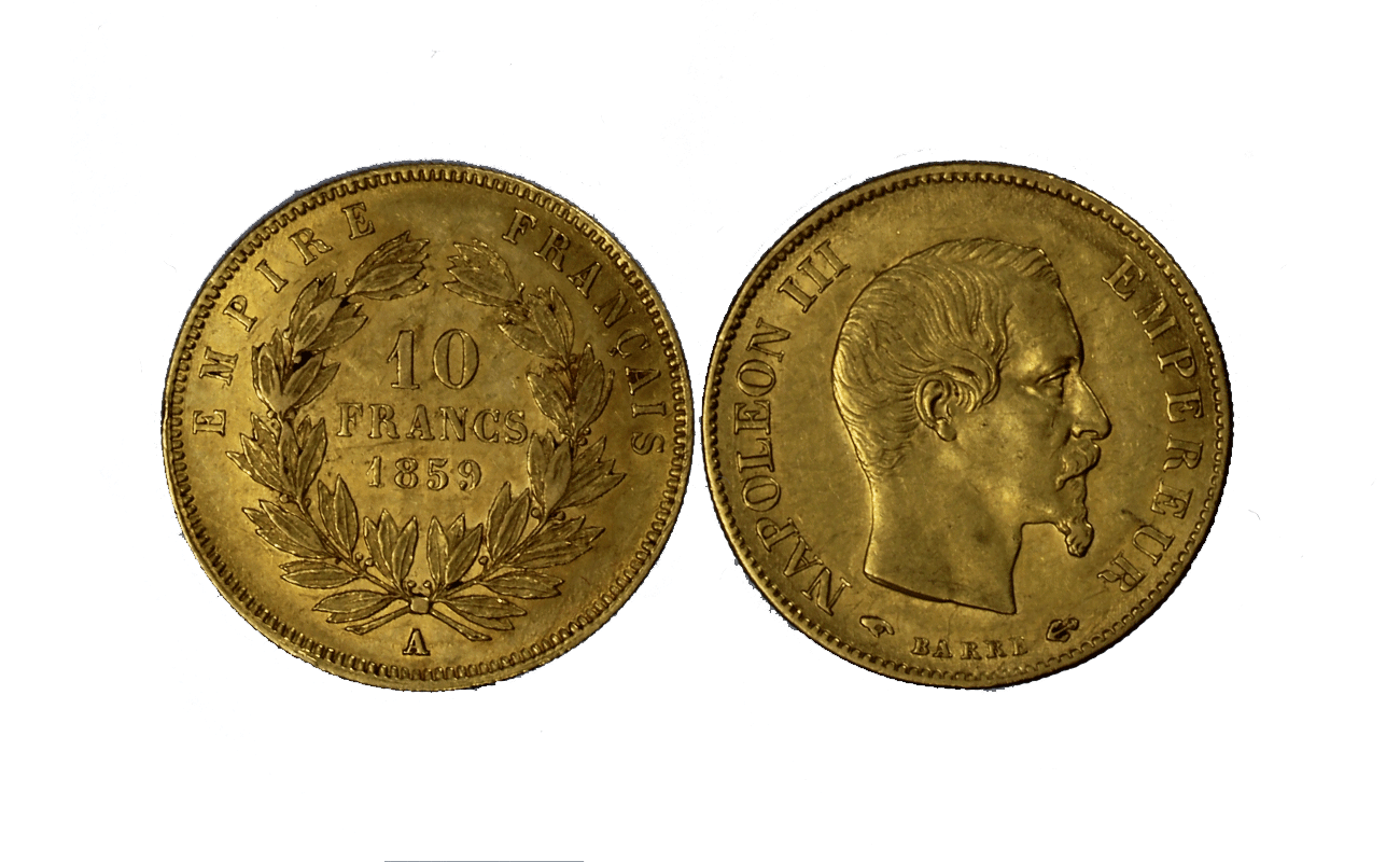 Napoleone III imperatore - 10 Franchi gr. 3,22 in oro 900/ - Testa nuda