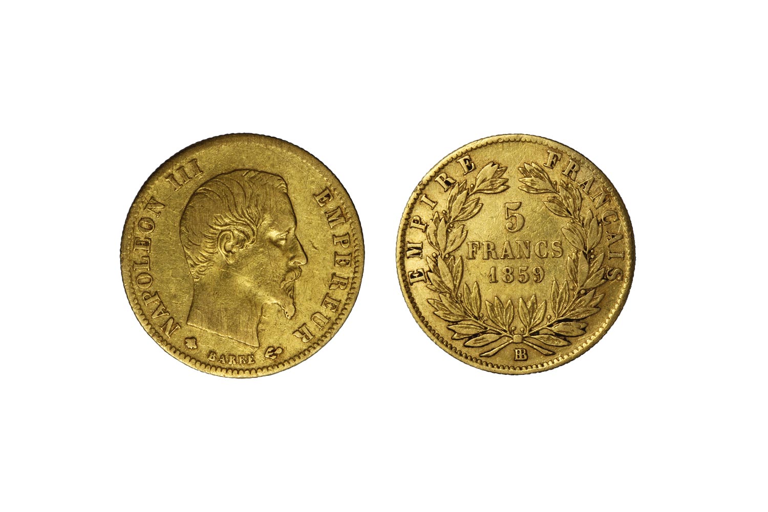 Napoleone III Imperatore - 5 Franchi gr. 1,63 in oro 900/