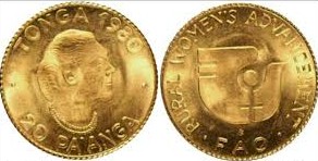 20 Pa'anga "FAO" gr. 0,80 in oro 917/000