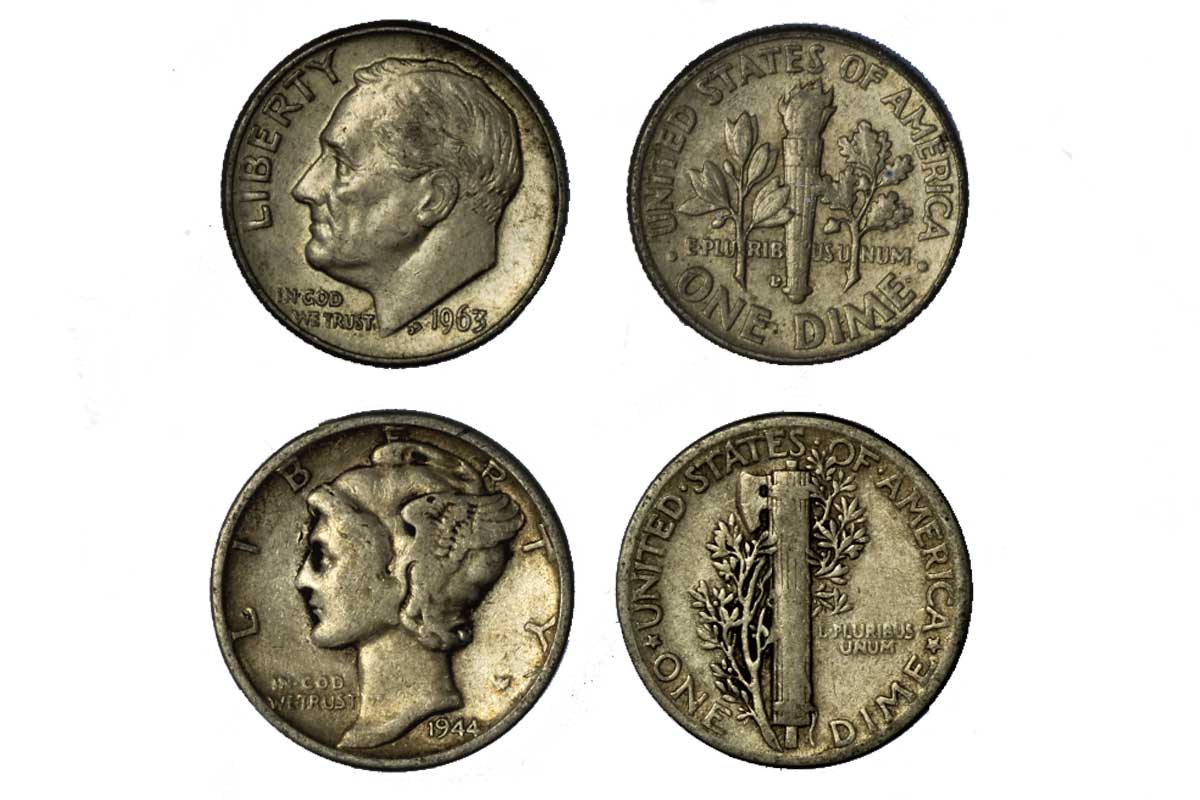 1 Dime - lotto di 50 pezzi gr. 2,50 in argento 900/000