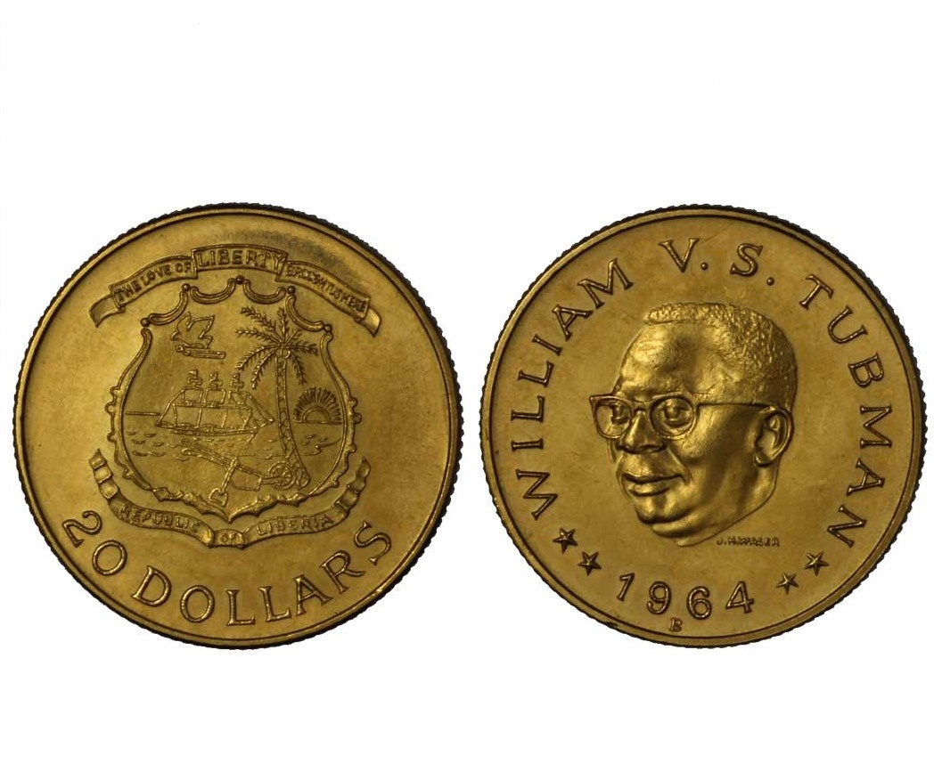 Presidente Tubman - 20 dollari gr. 18,65 in oro 900/000