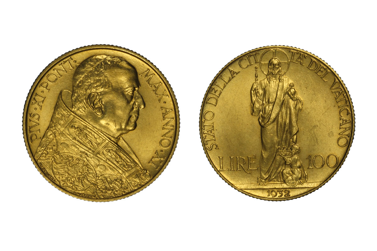 Papa Pio XI - 100 lire gr.8,80 in oro 900/°°°