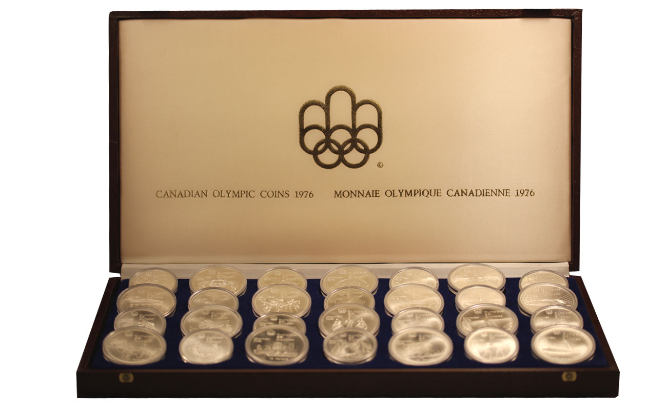 "Olimpiadi di Montreal"- Serie completa di 28 monete da 5 e 10 $ complessivi gr. 1020,00 in ag. 925/000 - conf. originale
