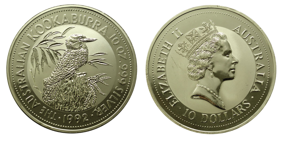 Kookaburra - 10 dollari gr. 311,00 in argento 999/000 