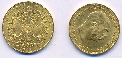 20 corone - gr. 6,77 in oro 900/°°°