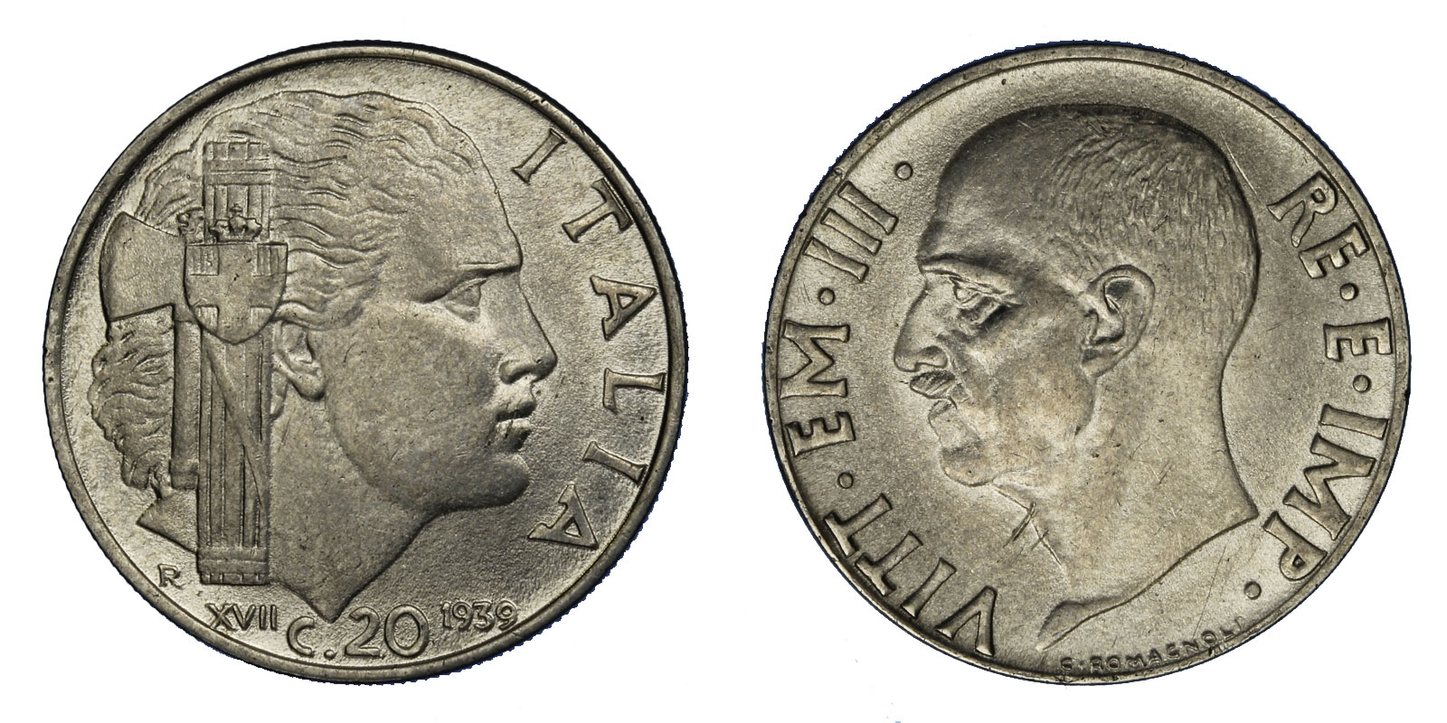20 centesimi Impero (anno XVII) magnetica zecca di Roma 
