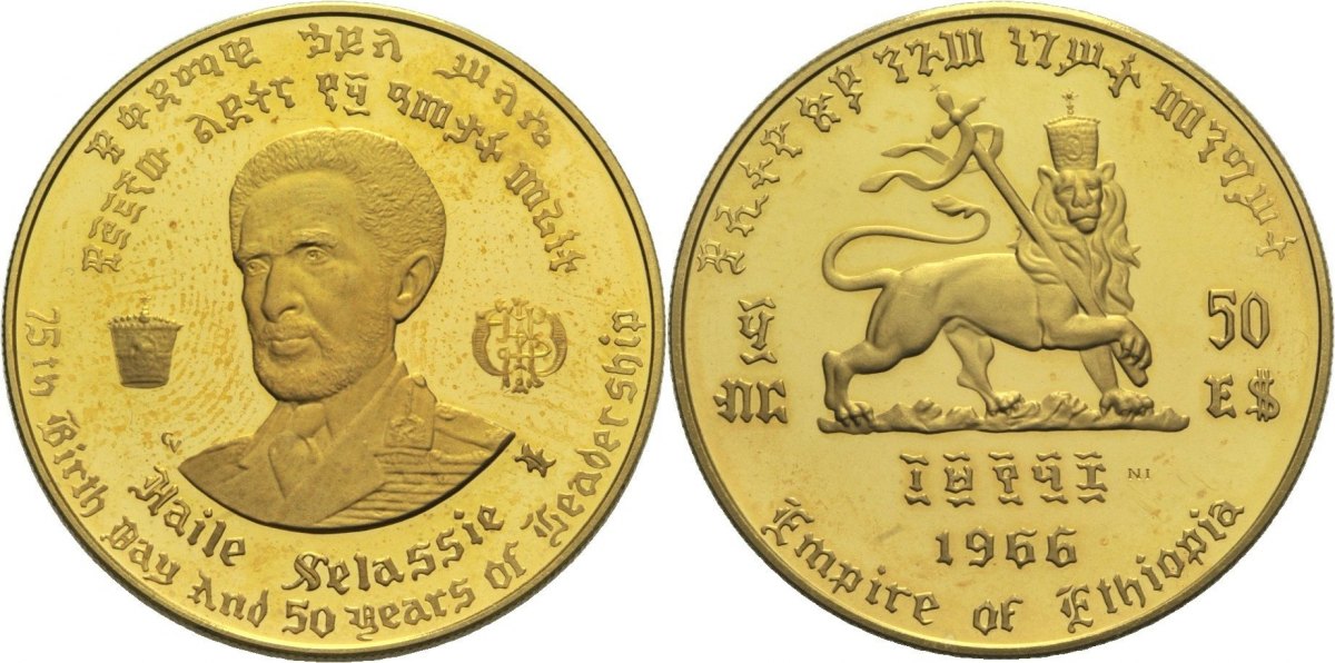 "Haile Selassie" - 50 dollari gr. 20,00 in oro 900/000