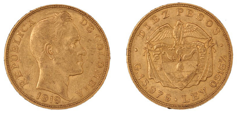 "Repubblica" - 10 pesos gr. 15,97 in oro 917/