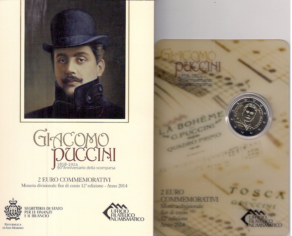 Giacomo Puccini - 2 Euro in confezione ufficiale