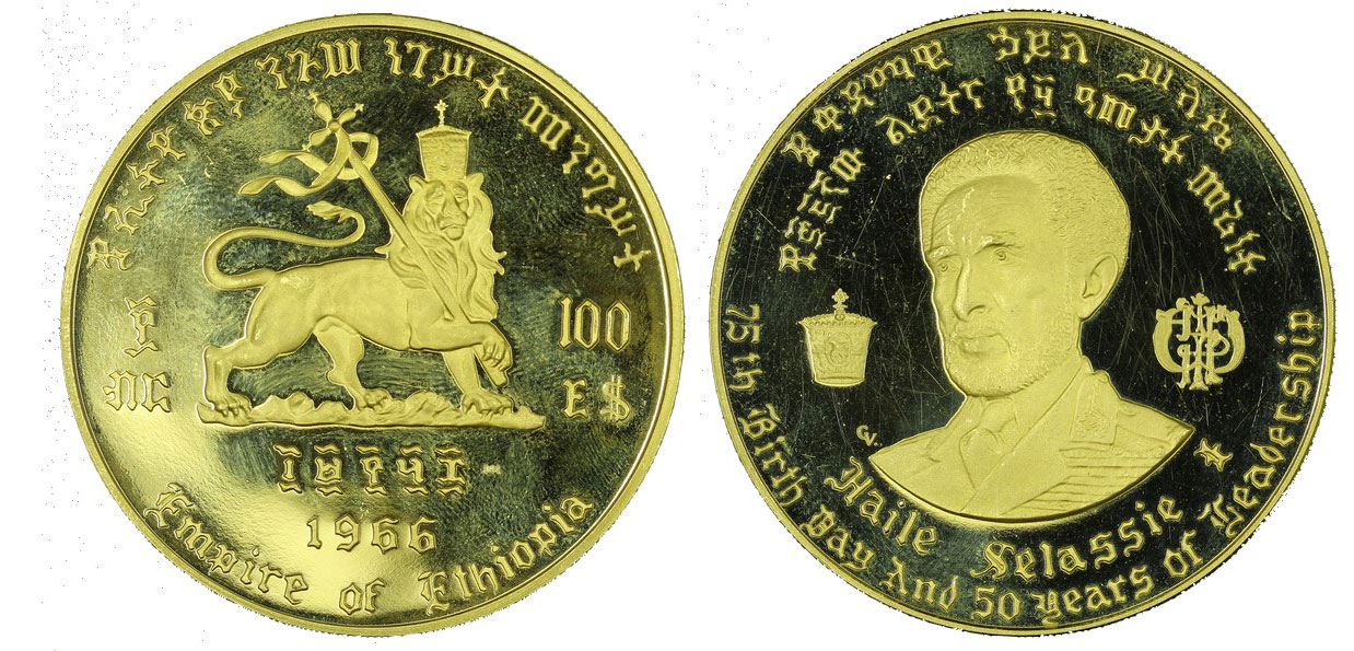 "Haile Selassie" - 100 dollari gr. 40,00 in oro 900/000