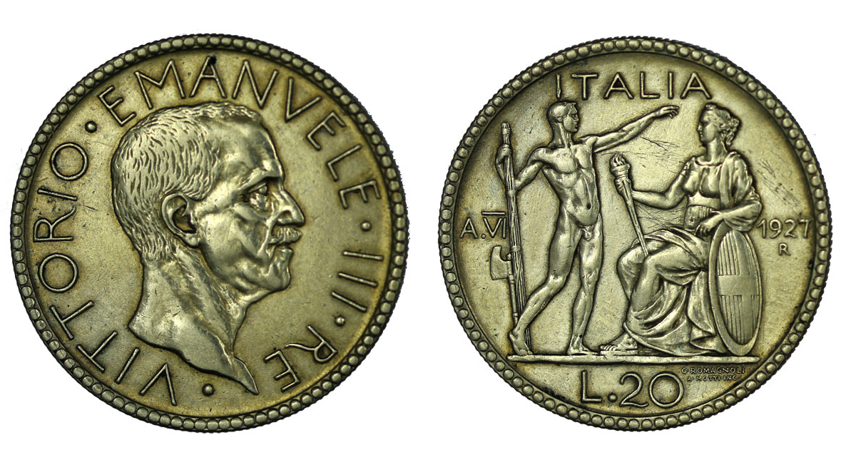 20 lire in argento Littore (anno VI) zecca di Roma - PREZZO SPECIALE!!!- Foto di Repertorio