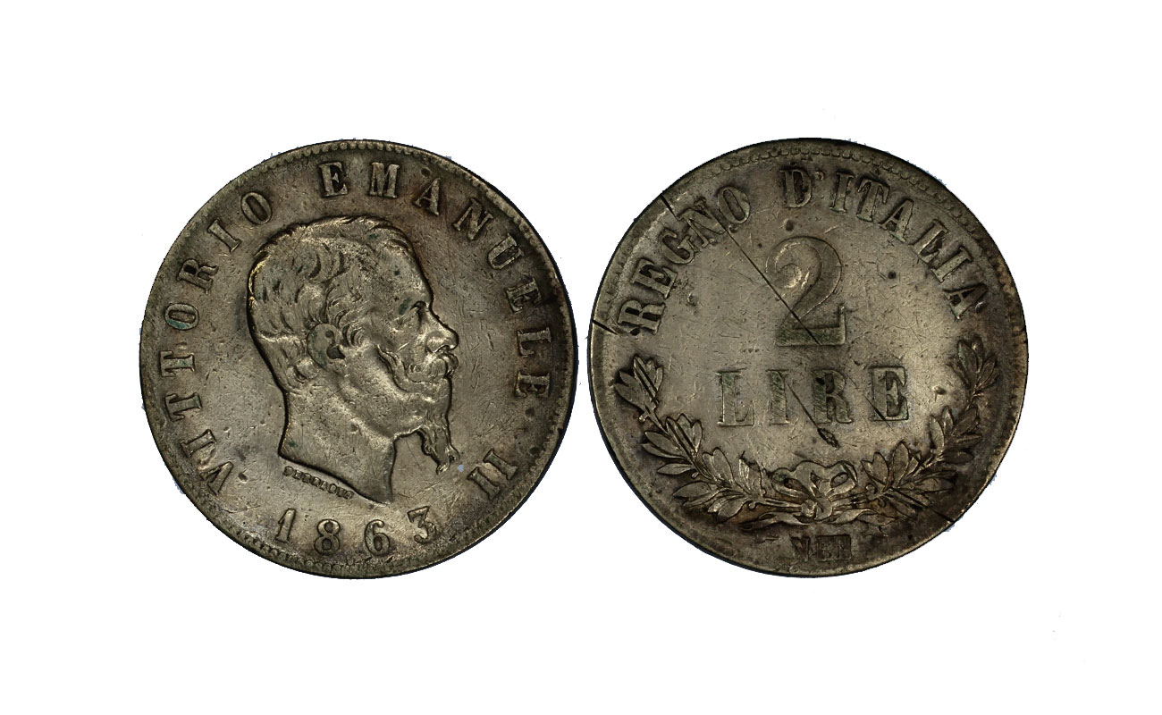 "valore" - "Re Vittorio Emanuele II" - 2 lire 