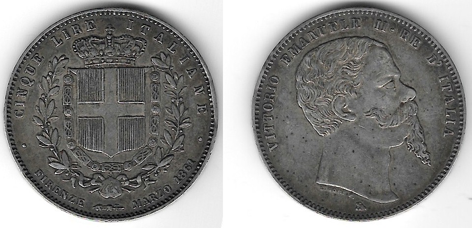5 lire in argento zecca di Firenze