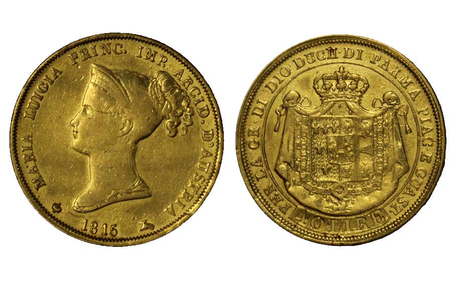 Maria Luigia  -  40 lire gr. 12,90 in oro 900/000