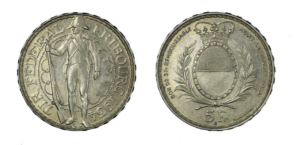 Tiri Federali - 5 franchi gr.15,00 in ag.835/000